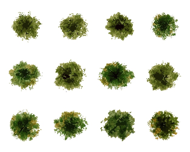 vector top view of trees and bushes vector illustrations set landscape elements for garden park