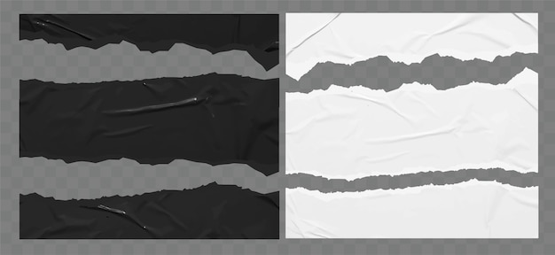 Vector torn black and white Stickers paper mock up blank banners tags labels template design