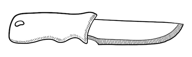 Vector tourist knife isolated on a white background doodle drawing by hand