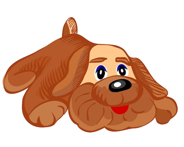 Vector of the toy dog brown with big ears on a white background