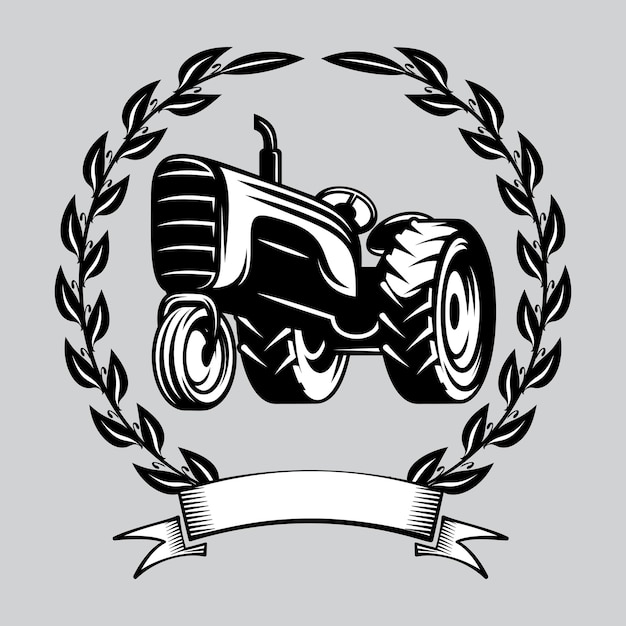 Vector tractor logo illustration Emblem design
