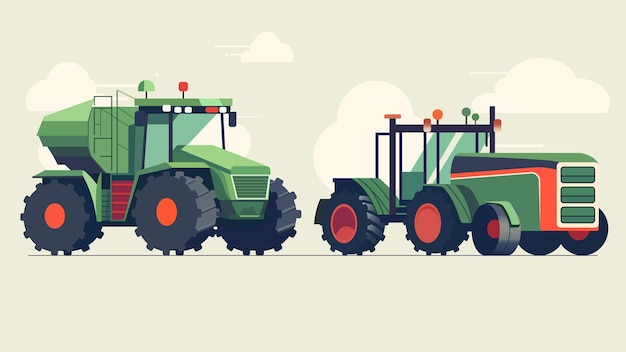 Vector vector tractor object flat style vector illustration