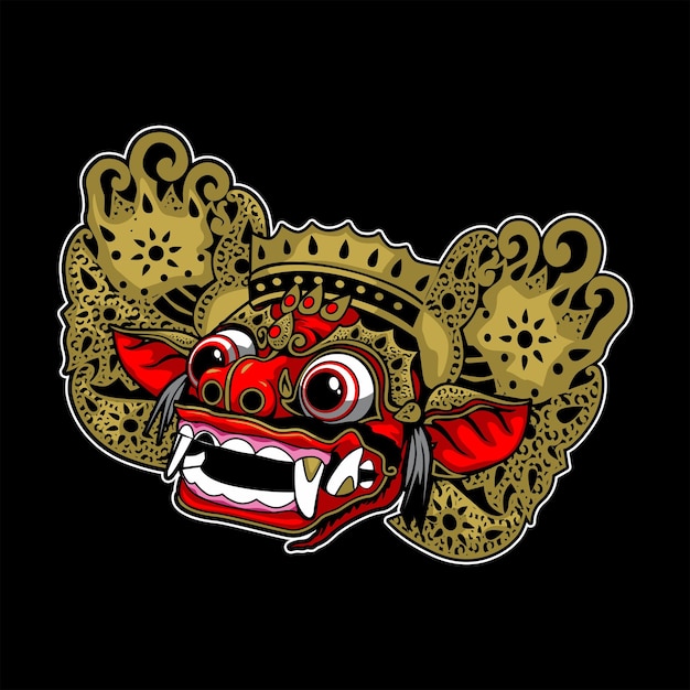 Vector vector of traditional barong culture from java bali