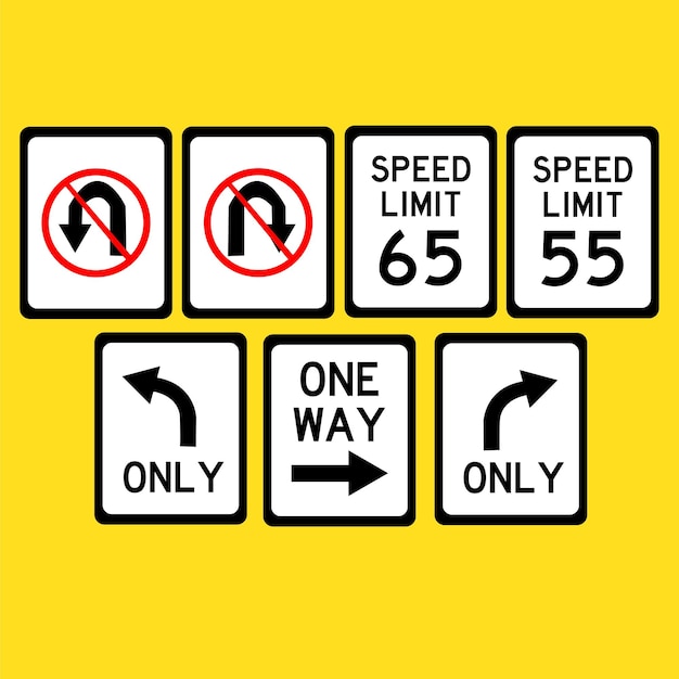 vector traffic sign in red white and black on a yellow background