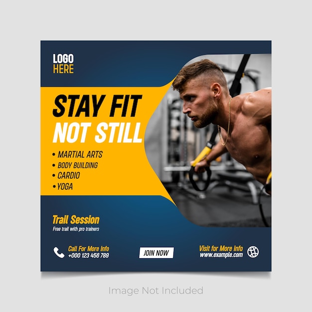 Vector training gym and fitness social media post design