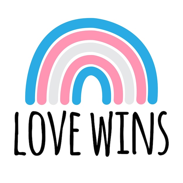 Vector transgender flag rainbow and love wins