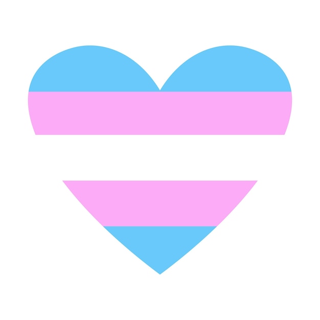 Vector transgender heart Heart in blue pink and white colors Pride month LGBTQ LGBTQ Plus transgender flag