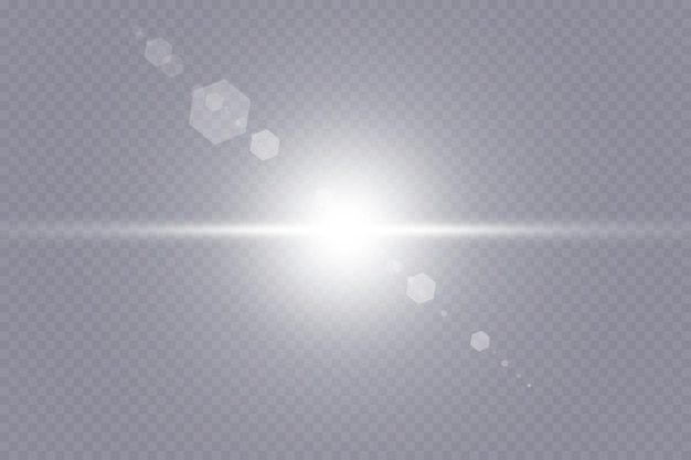 Vector transparant de gloed lichteffect van de zonlicht speciaal lens.
