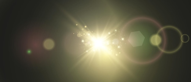 Vector transparant zonlicht speciaal lens flare lichteffect heldere mooie ster