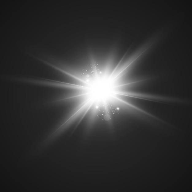 Vector transparant zonlicht speciaal lens flare lichteffect Heldere mooie ster