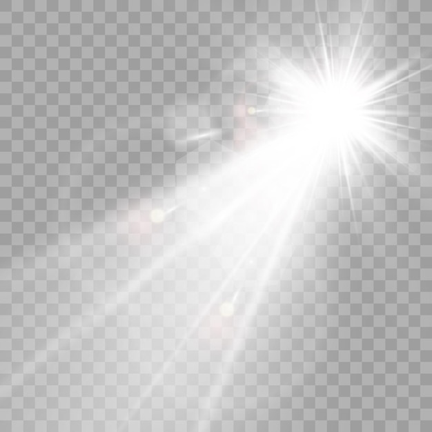 Vector transparant zonlicht speciaal lens flare lichteffect Heldere mooie ster