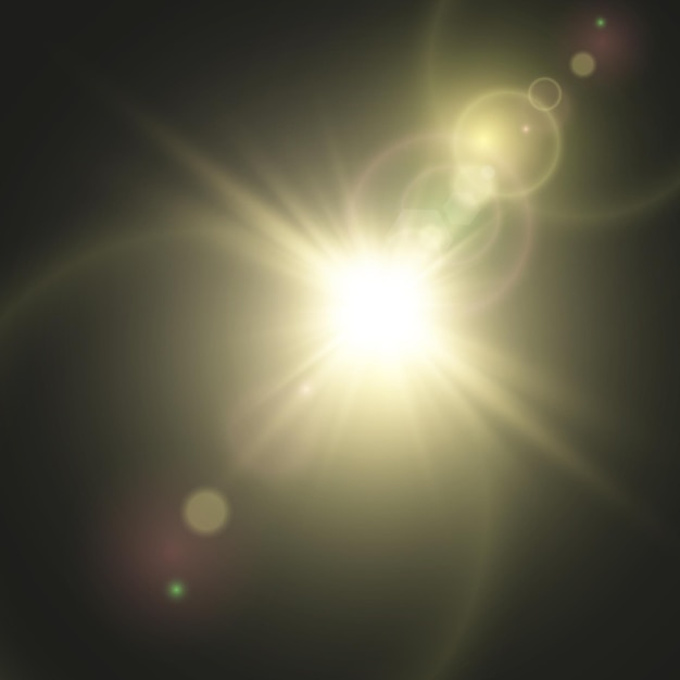 Vector transparant zonlicht speciale lens flare lichteffect. Heldere mooie ster.