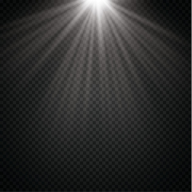 Vector transparant zonlicht speciale lens flare lichteffect. Zonneflits met stralen en schijnwerpers. eps 10
