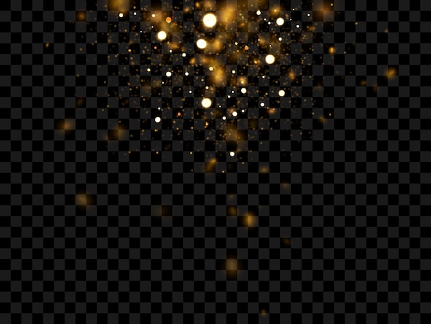 Vector vector transparent golden lights effect isolated on dark background