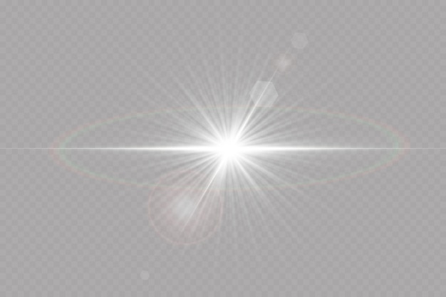 Vector transparent sun light with special glare light effect. Sun glare