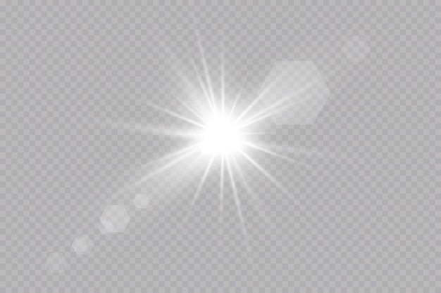 특별한 눈부심 조명 효과가 있는 벡터 투명 태양광. 태양 눈부심.