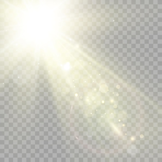 ベクトル ベクトル透明日光特殊レンズ フレア光効果。明るく美しい星。