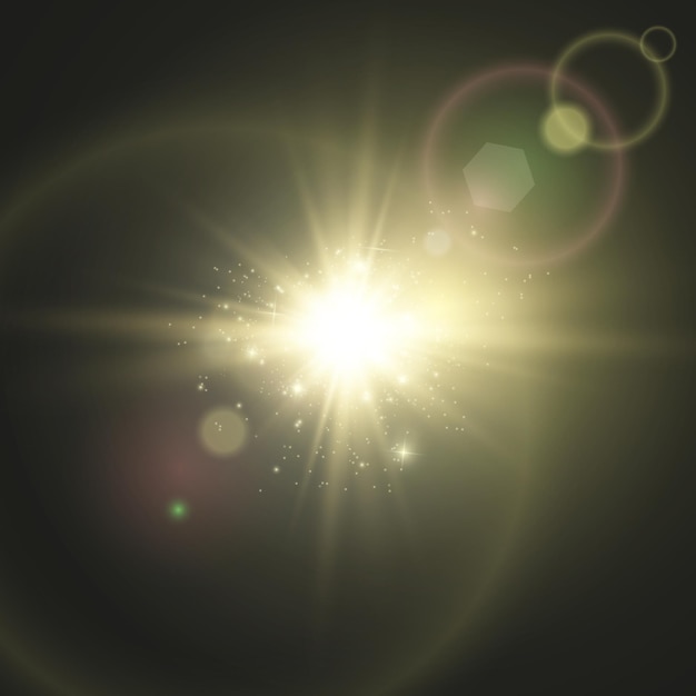 Vector transparent sunlight special lens flare light effect. Bright beautiful star.