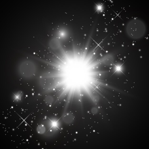 벡터 투명 햇빛 특수 렌즈 플레어 조명 효과 밝고 아름다운 별