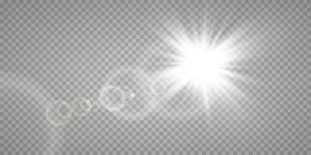 Vector transparent sunlight special lens flare light effect sun flash with rays and spotlight