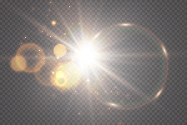 ベクトル透明太陽光特殊レンズフレアライト効果