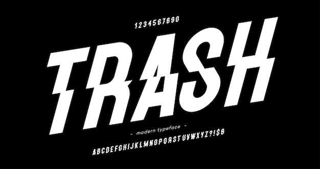 Vector trash font modern typography