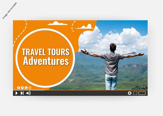 Vector travel agency youtube thumbnail design and web banner tourism marketing service video thumbna