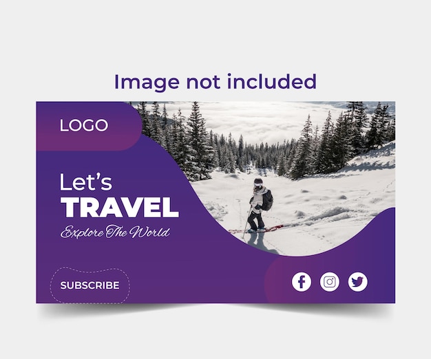 Vector travel agency youtube thumbnail design and web banner tourism marketing service video thumbna