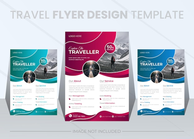 Vector travel flyer design template