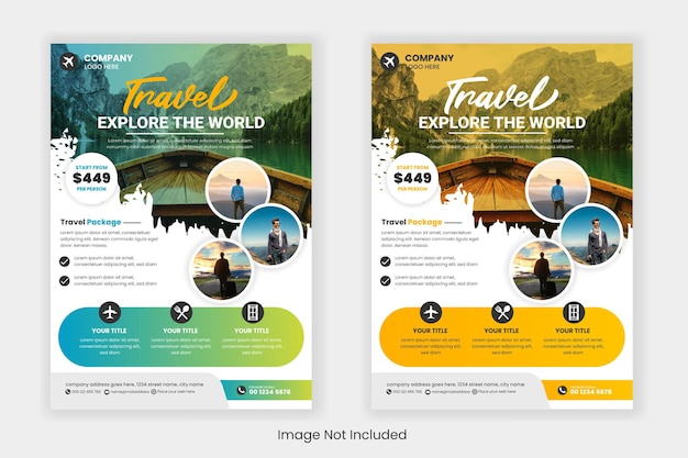 Vector travel holiday flyer  design and brochure cover page template for travel agency