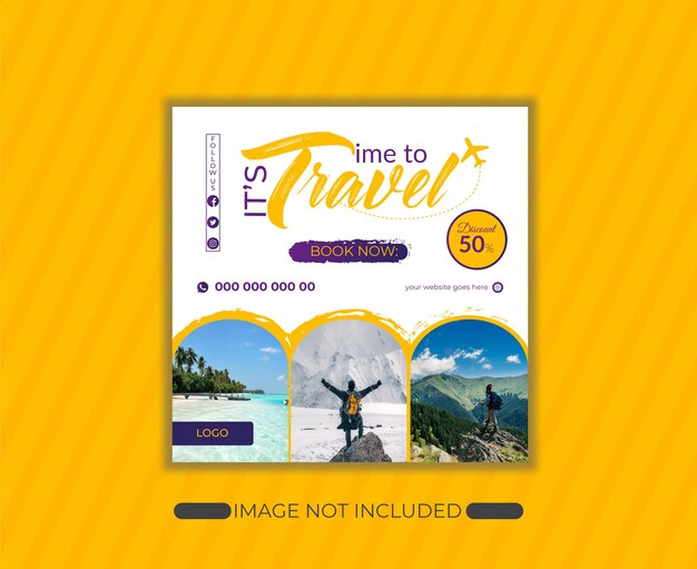 Vector travel holiday vacation social media post template