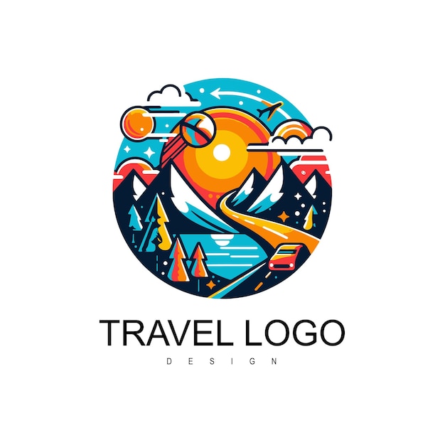 Modello di progettazione del logo di viaggio vettoriale per l'azienda di viaggi