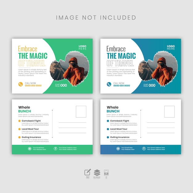 Vector vector travel post card template