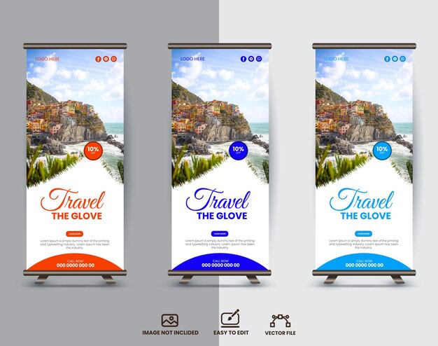 Vector travel rollup banner