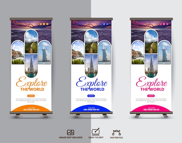 Vector travel rollup banner