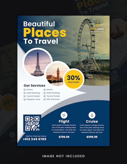 Vector Travel and tour flyer design template