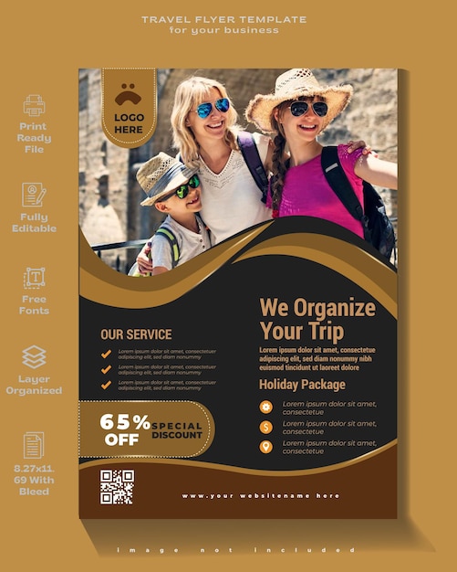 Vector travel tour flyer template