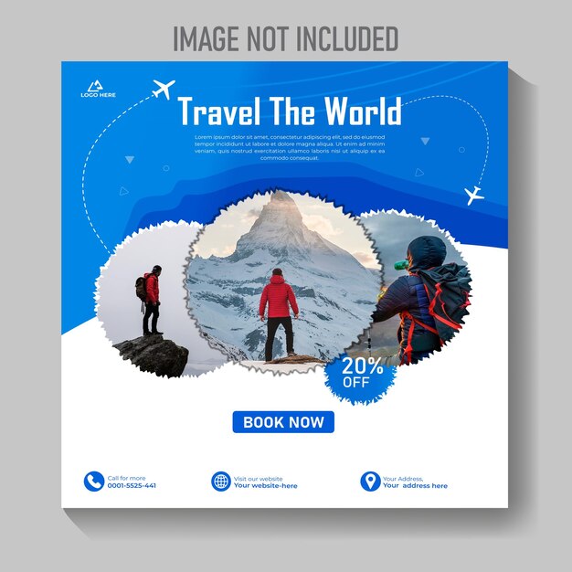 Vector travel and tourism Instagram post or social media post template