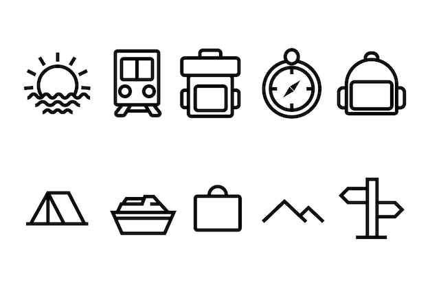 Vector vector travel vacation holliday icon line art style