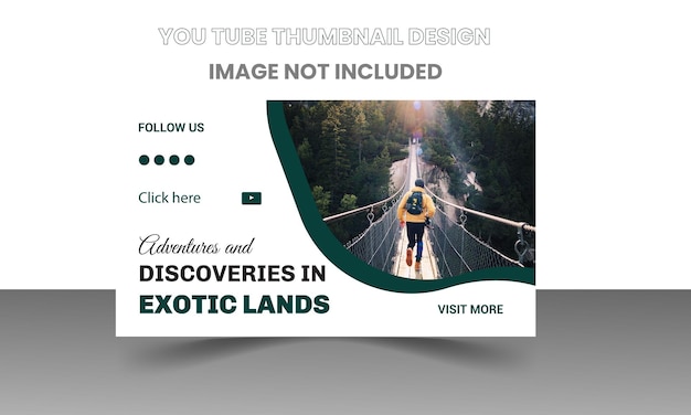 Vector travel you tube thumbnail template cover