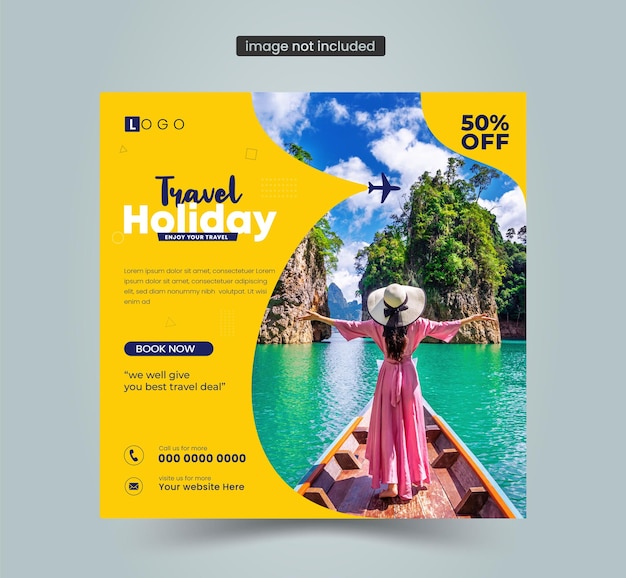 Vector vector traveling and tour social media post template