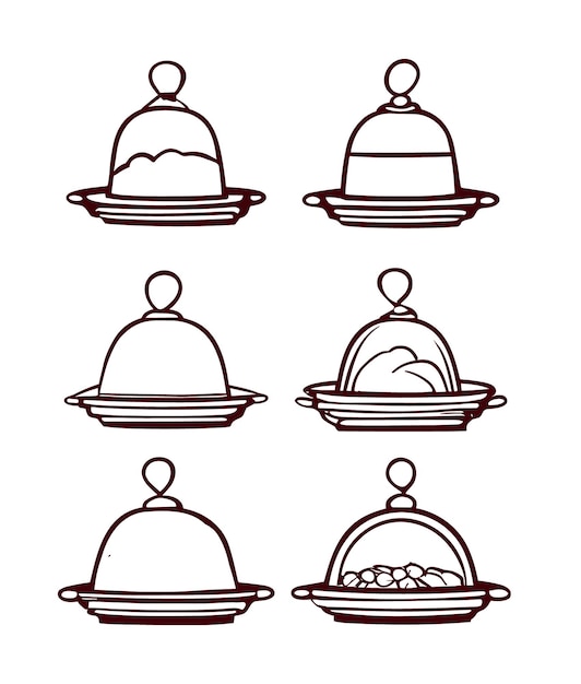 Vector tray of food icon serve dinner covered plate icon vector illustration