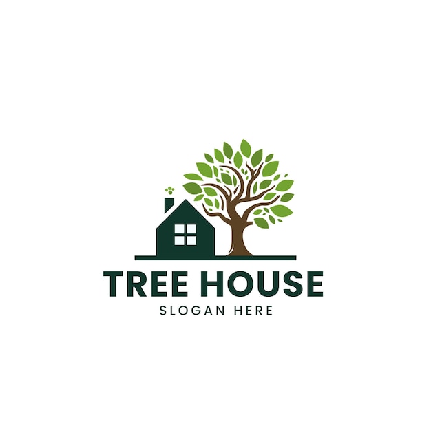 Vector vector tree house nature logo template design logo vector symbol illustration design