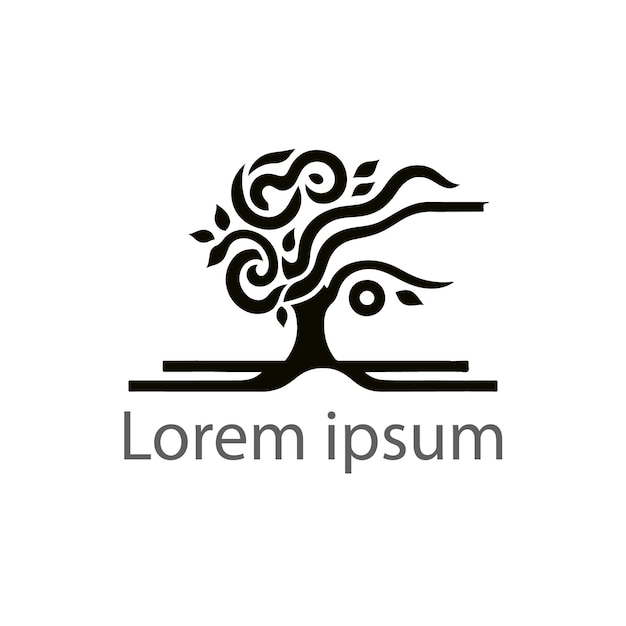 Дизайн логотипа векторного дерева и листья