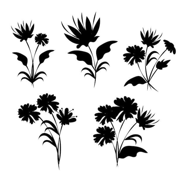 Vector tree leaves silhouettes set
