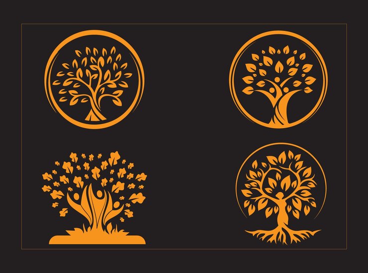 Vector tree logo design with family human concept premium vector file