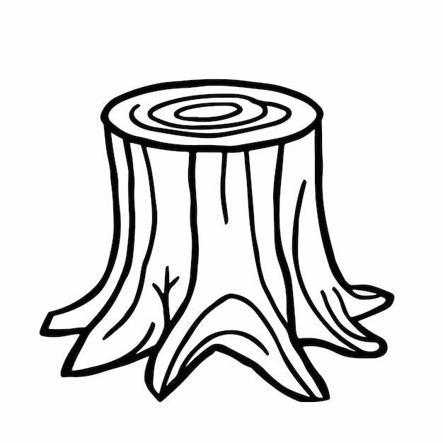 vector of tree stump drawing