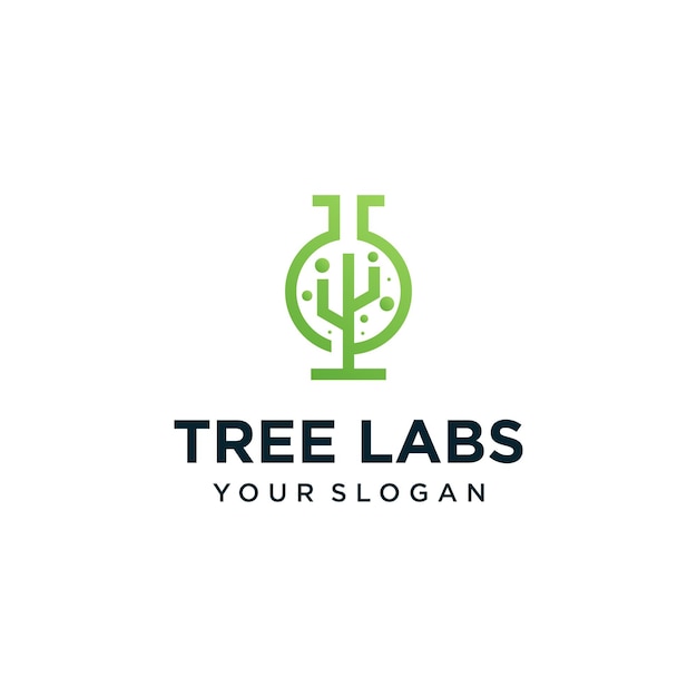 vector tree with laboratory logo design