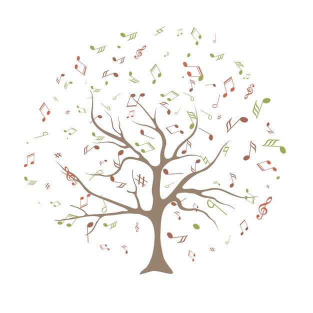 Vector vector tree with musical notes