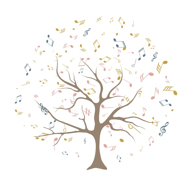 Vector vector tree with musical notes